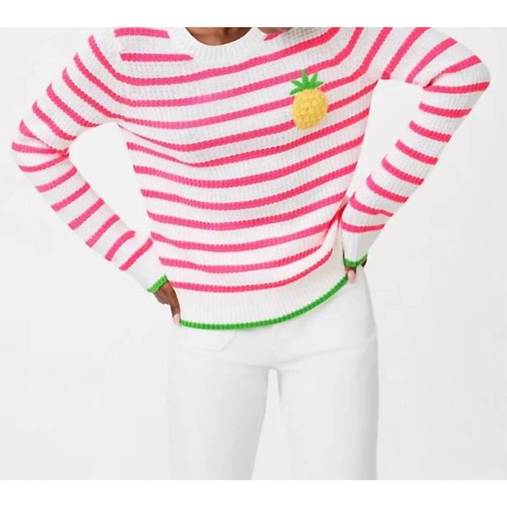 NEW LILLY PULITZER jovienne sweater in white/pink - Picture 3 of 3